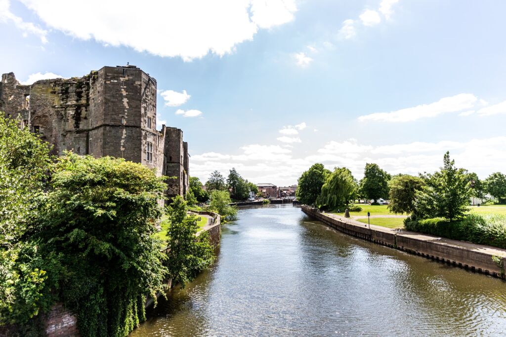 Medieval Gothic castle in Newark on the River Trent, near Nottingham, Nottinghamshire, England, UK.