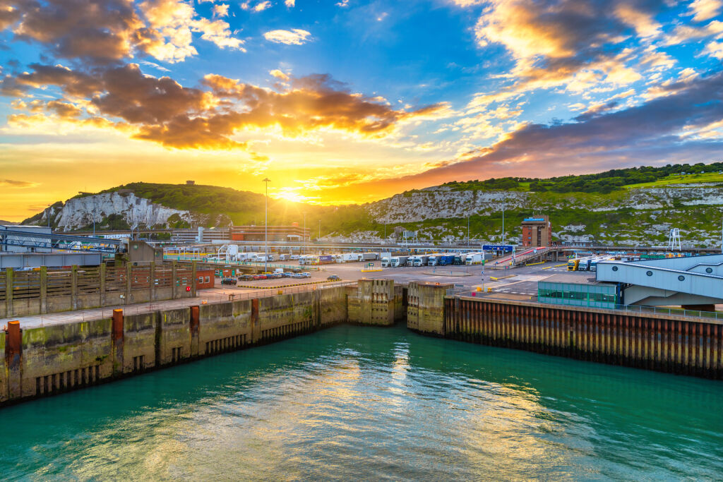 Port of Dover at beautiful sunset, England