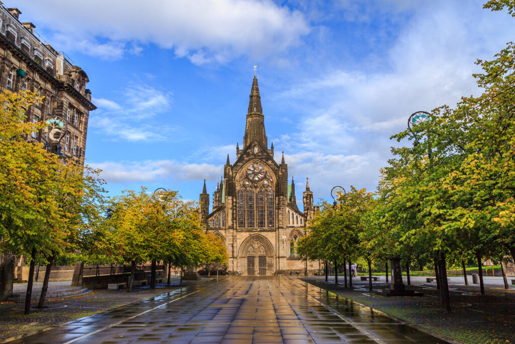 The front view of Glasgow Cathedral, Scotland