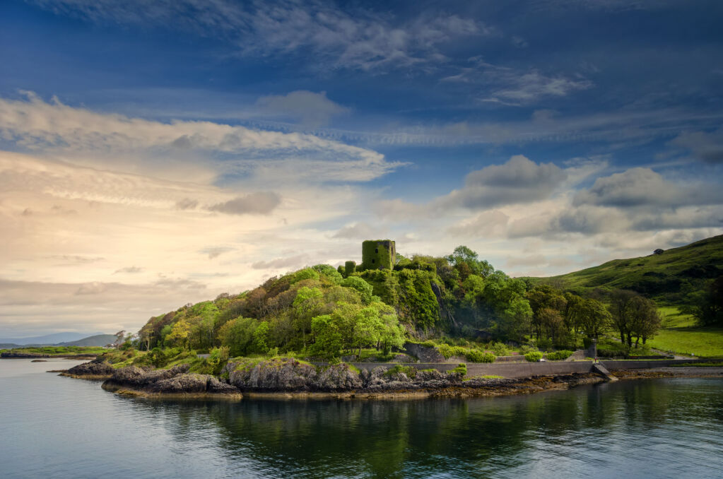 Dunollie Castle in sunny weather, Oban, Scotland