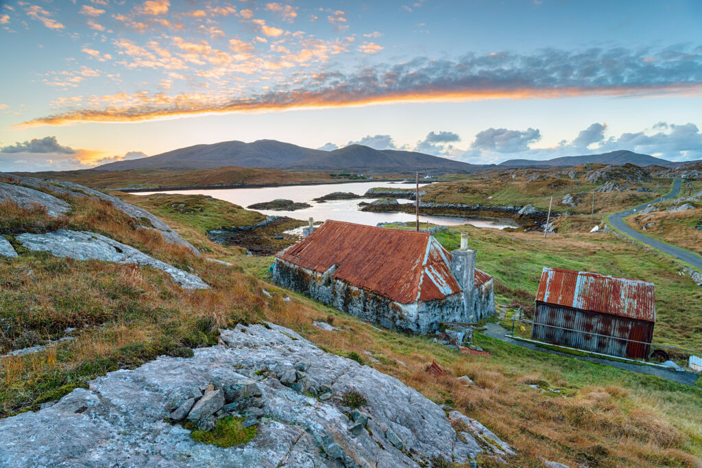An old croft at Quidnish on the Isle of Harris in Scotland