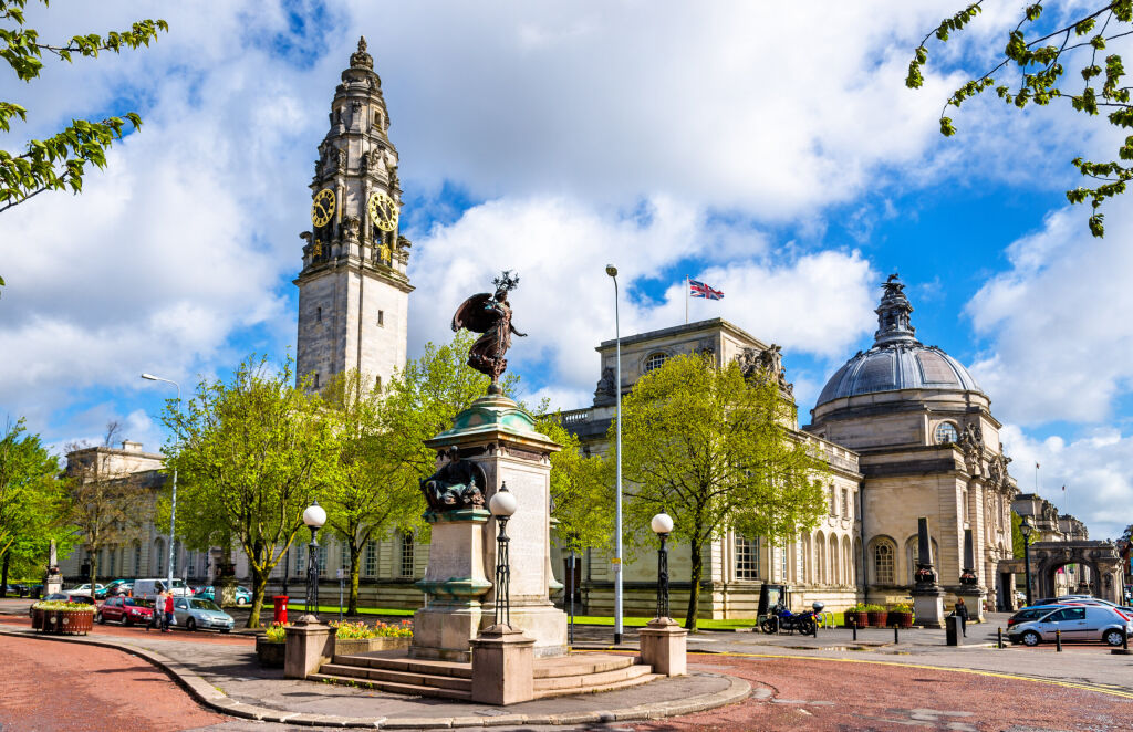 View of City Hall of Cardiff - Wales, Great Britain