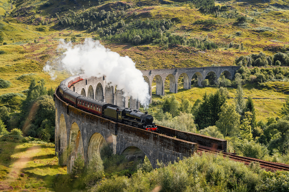 Steam,Train,On,Glenfinnan,Viaduct,In,Scotland,In,August,2020,